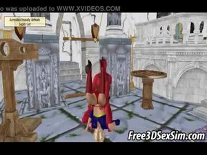 Foxy 3d cartoon redhead gets fucked by a demon