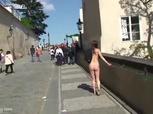 Crazy babe rossa naked on public streets